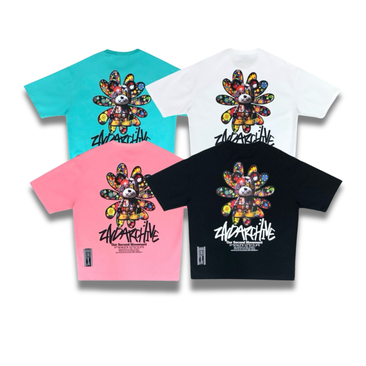 韓国ストリート系ファッションで話題のカラフルクマTシャツ