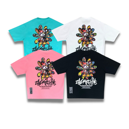 韓国ストリート系ファッションで話題のカラフルクマTシャツ