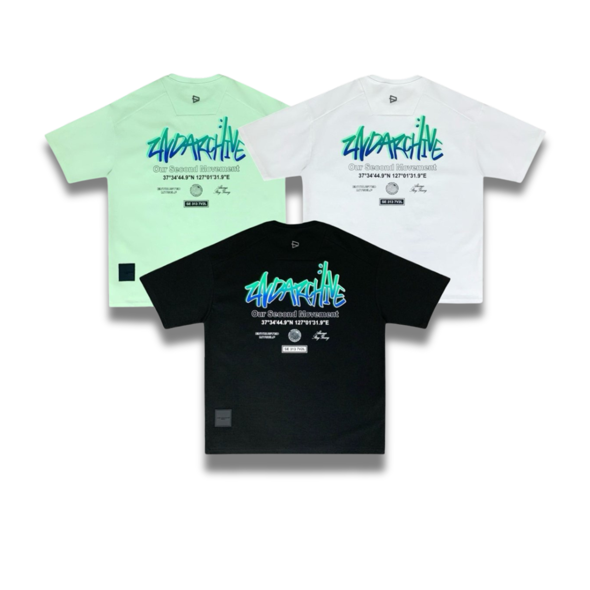 韓国ストリート系人気ブランド2nd ArchiveのネオングラフィックTシャツ