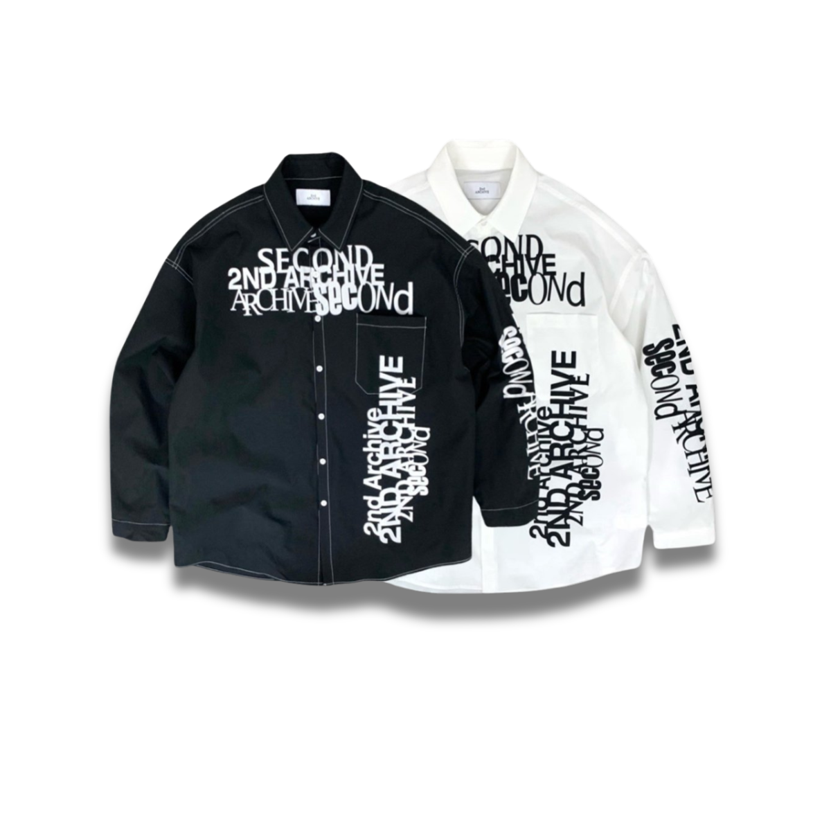 モノトーンで魅せる重ね着風タイポグラフィシャツ