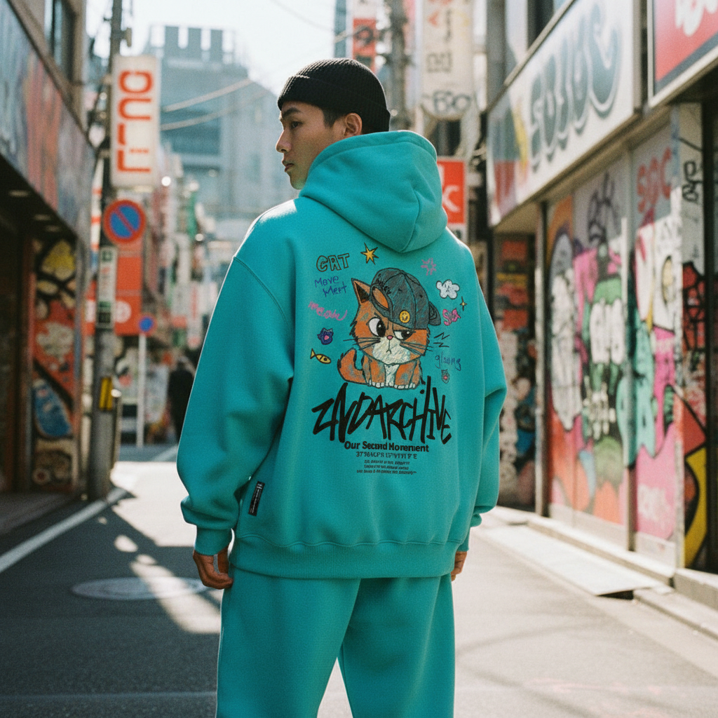 2nd Archive Ball Cap Cat Hoodie - Male Street Lifestyle