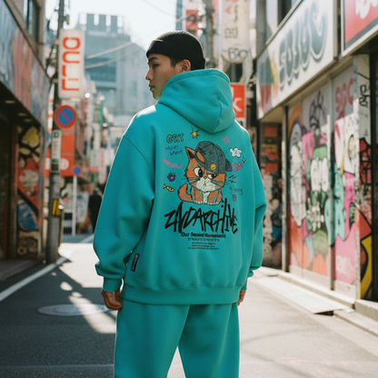 2nd Archive Ball Cap Cat Hoodie - Male Street Lifestyle