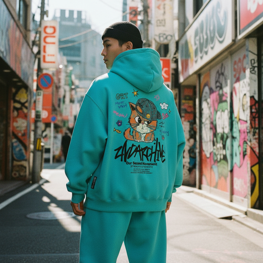 2nd Archive Ball Cap Cat Hoodie - Male Street Lifestyle