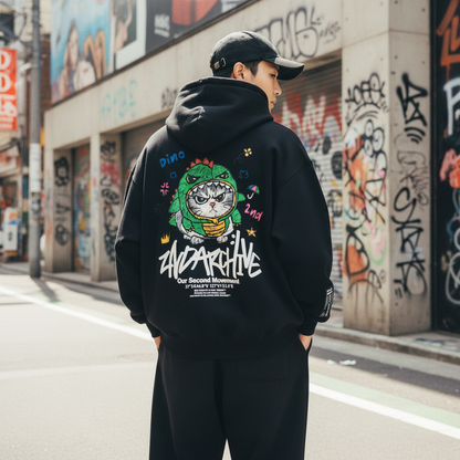 2nd Archive Dino Cat Hoodie - Male Street Lifestyle