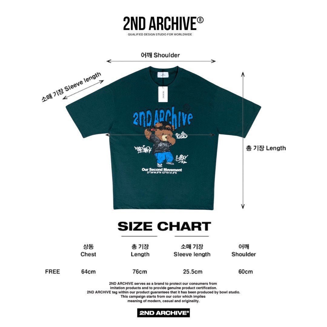 2nd Archive] クレヨンアート風 Swag ベア Tシャツ Made in Korea