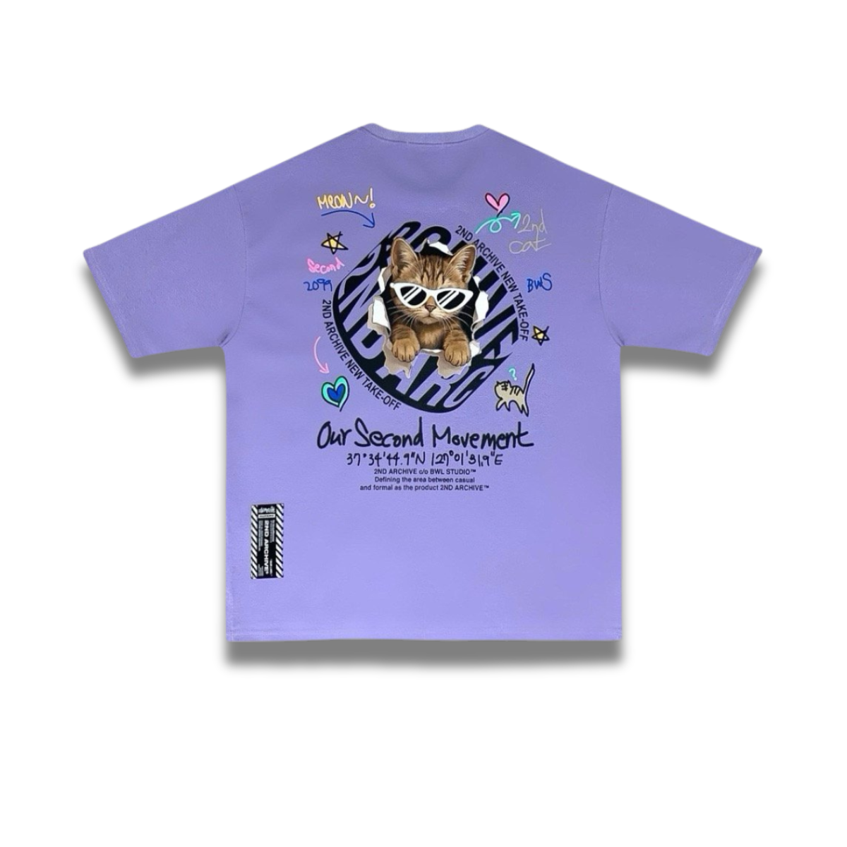 [2nd Archive]サークルロゴのクールな猫のTシャツ(SAB117)