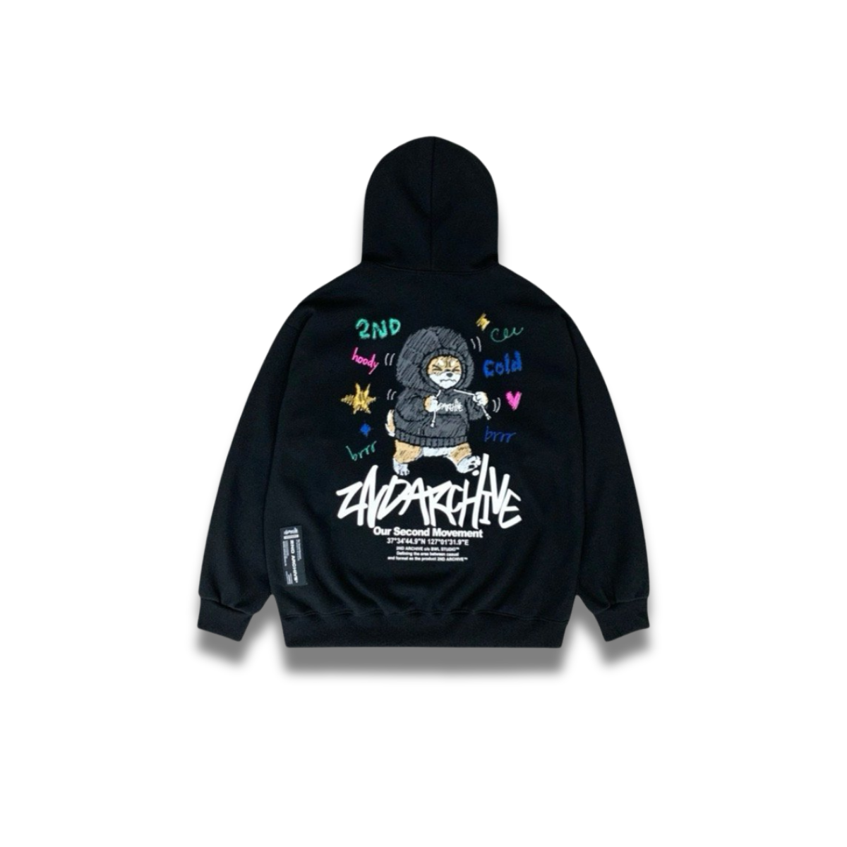 ライトグレーのドローストリングパーカーを着た全身コーデ写真