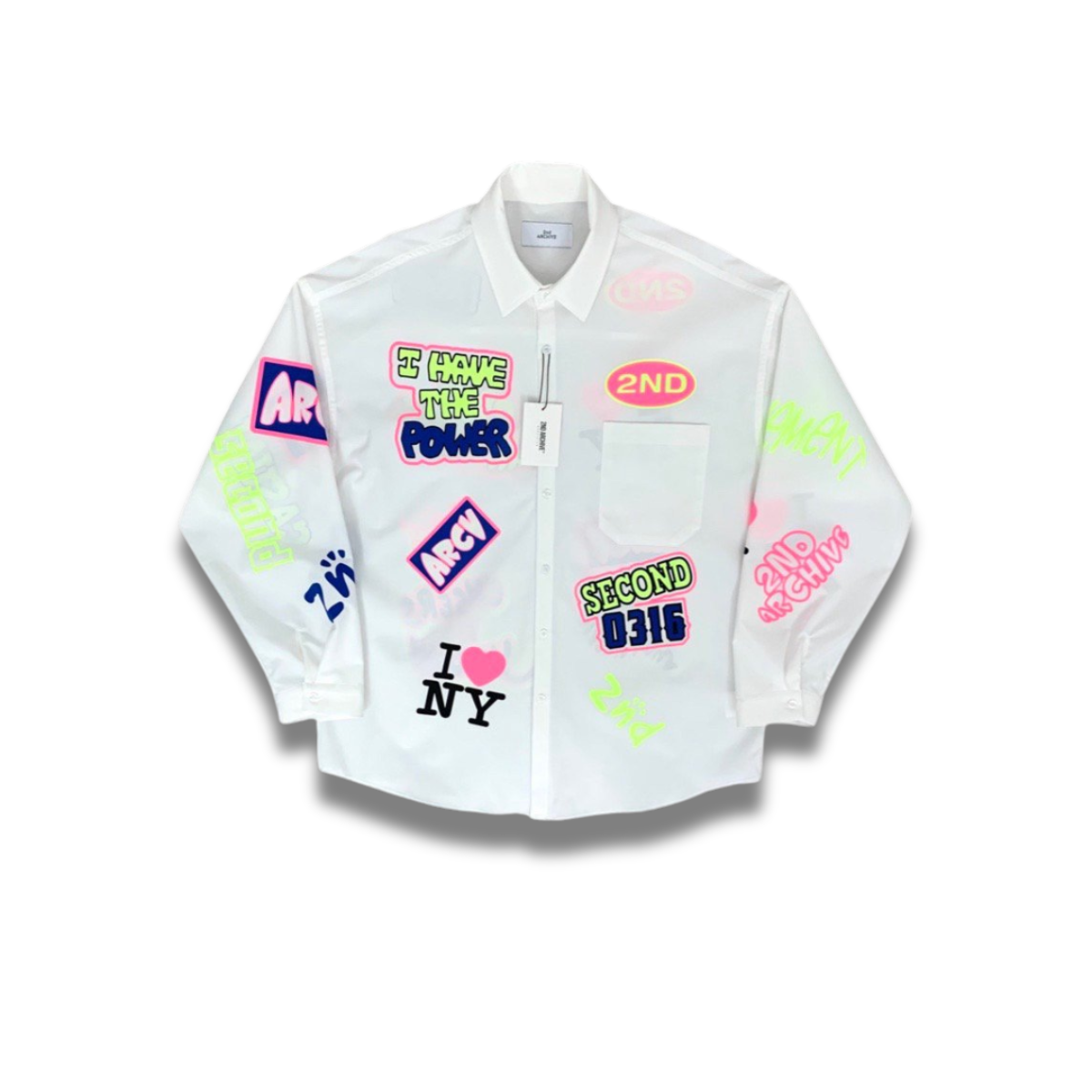 Korean shirt with bold letter graphic worn by K-Pop stars