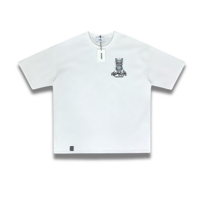 韓国ブランドTシャツ、ブルドッグ×近未来的ワイヤーデザイン