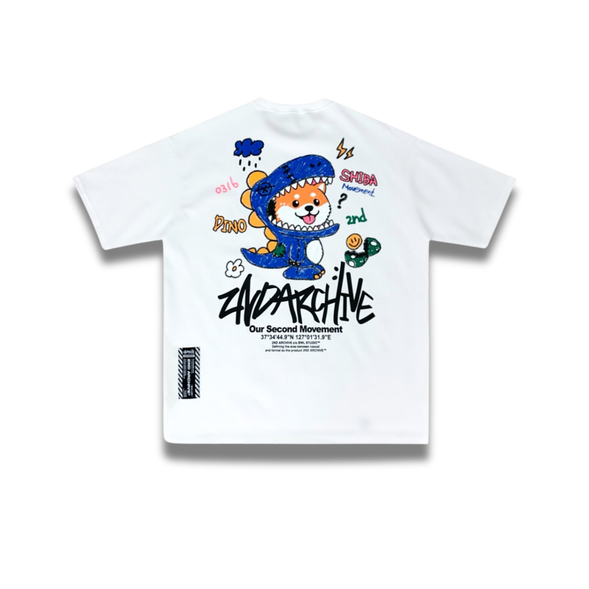 archive life worldwide tシャツ早い者勝ち 2ND ARCHIVE 恐竜柴犬 カラフルグラフィック オーバーサイズTシャツ