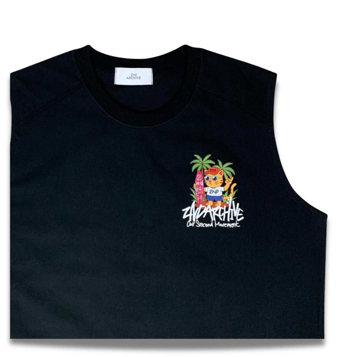 [2nd Archive] Surfing Cat Sleeveless T-shirt (SAB114)