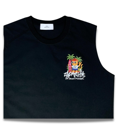 [2nd Archive] Surfing Cat Sleeveless T-shirt (SAB114)