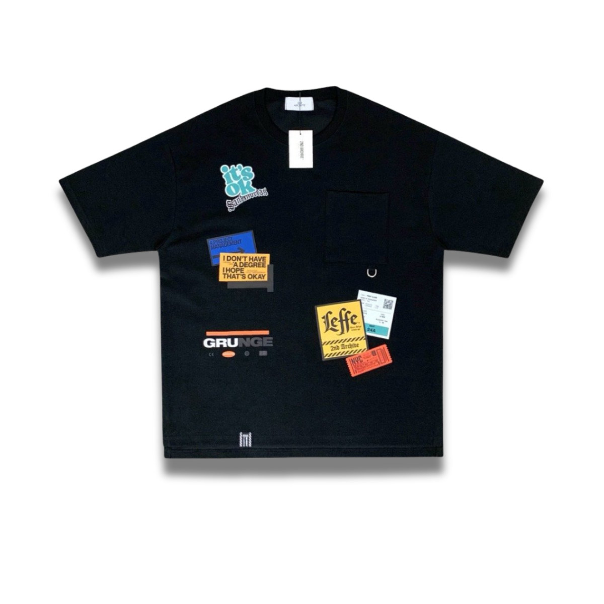 ポケット付き＆ロゴパッチで存在感抜群の韓国Tシャツ