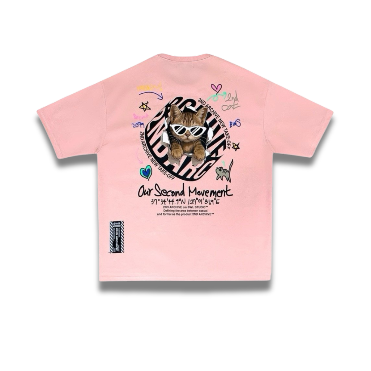 [2nd Archive]サークルロゴのクールな猫のTシャツ(SAB117)