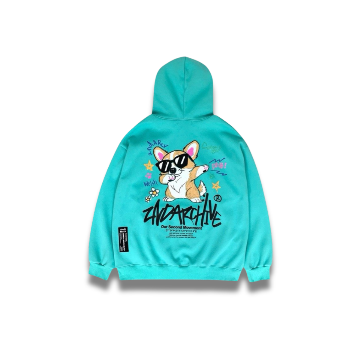 ダビング風に連続したコーギープリントが映えるフロントカット