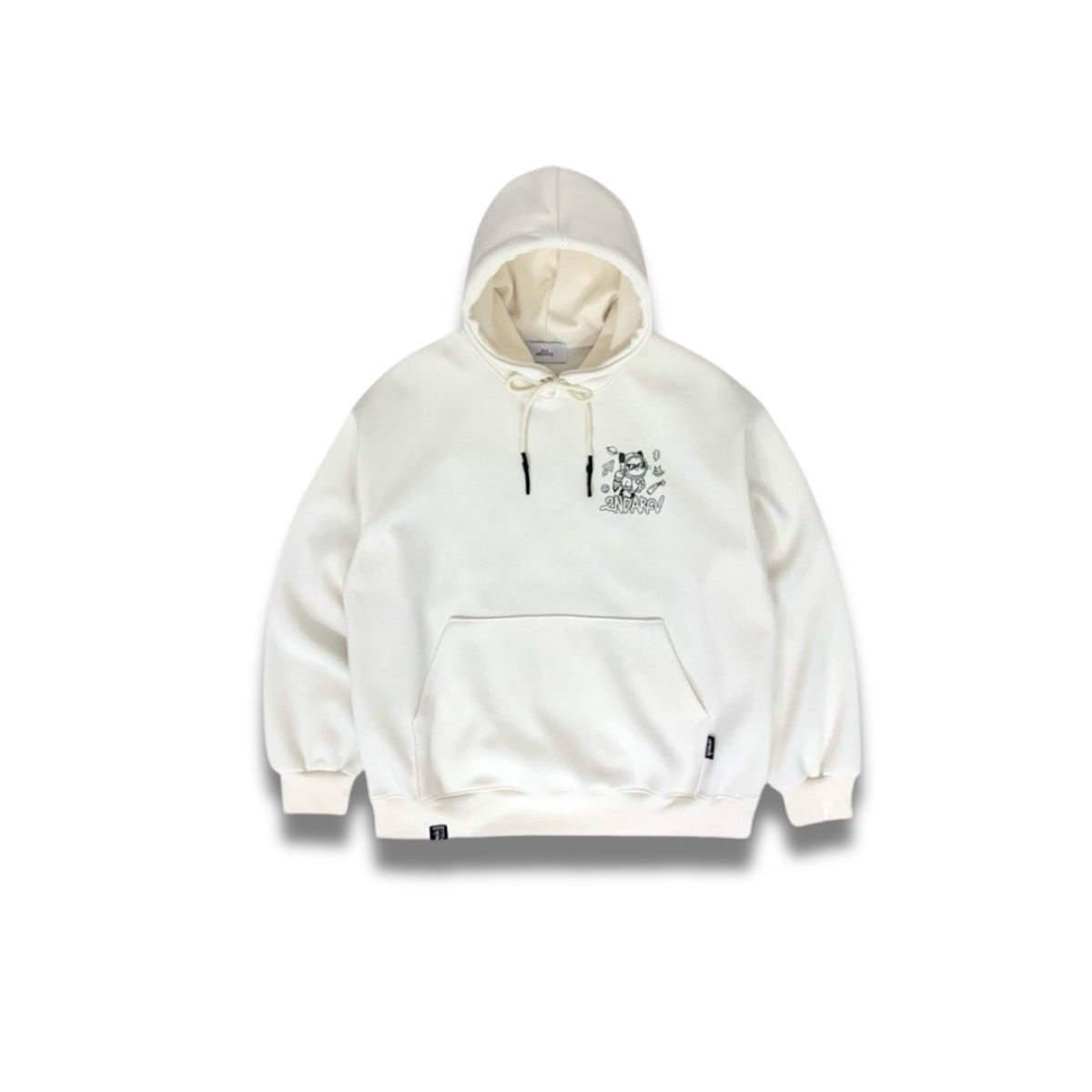 ブラウンカラーのロケットキャットプリントを近距離で撮影したディテール写真