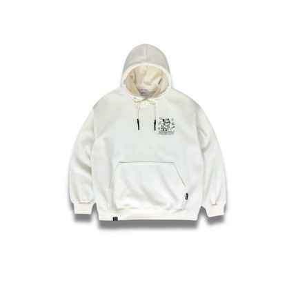 ブラウンカラーのロケットキャットプリントを近距離で撮影したディテール写真