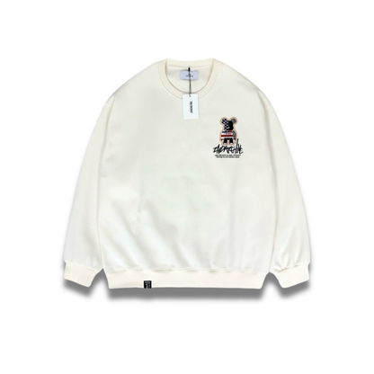 ブラウン生地にプリントされたアメリカテディベアデザインの拡大画像