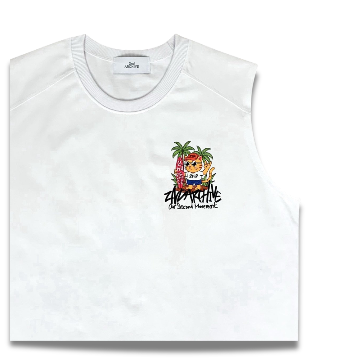 [2nd Archive] Surfing Cat Sleeveless T-shirt (SAB114)