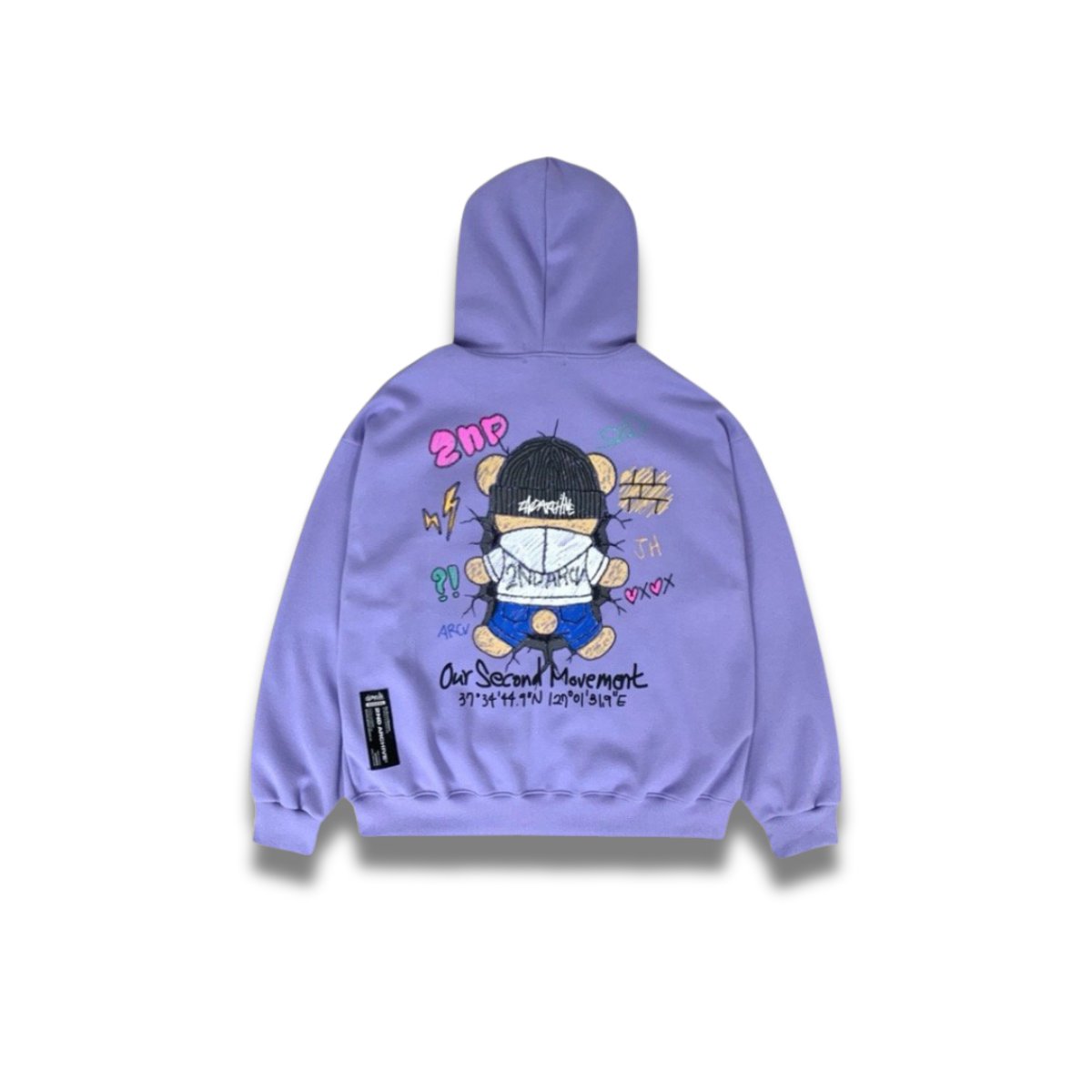 シンプルで合わせやすいブラックのベアパーカーの前面カット