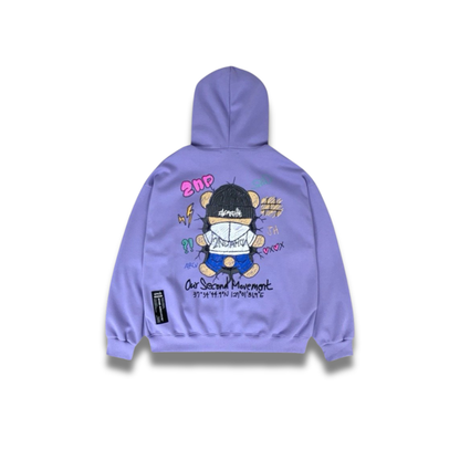 シンプルで合わせやすいブラックのベアパーカーの前面カット