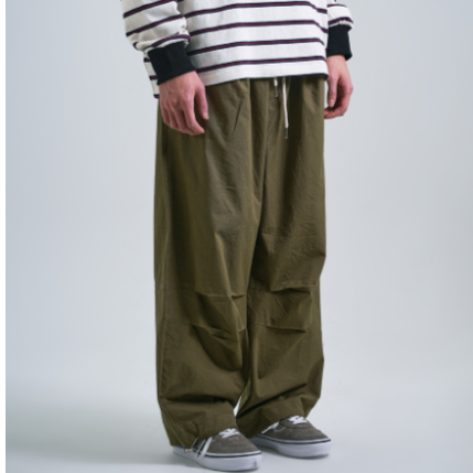 Khaki street fashion pants, baggy and trendy.