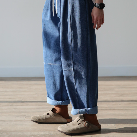 Oversized blue balloon fit denim, unisex, Korean made.