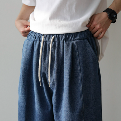 Adjustable blue balloon fit denim, unisex, Korean made.