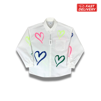 [2nd Archive] ハートプリント ロングスリーブシャツ ユニセックス(SAB15F)