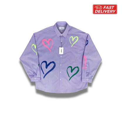 [2nd Archive] ハートプリント ロングスリーブシャツ ユニセックス(SAB15F)