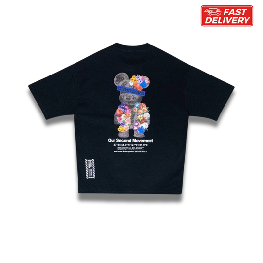 [2nd Archive]グラフィティ フラワーモチーフ テディベア Tシャツ(SAB13F)