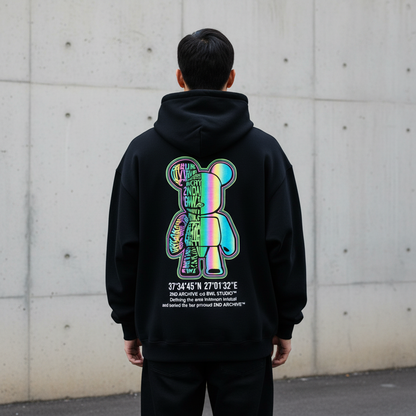 Bear Graphic Design Hoodie - Back