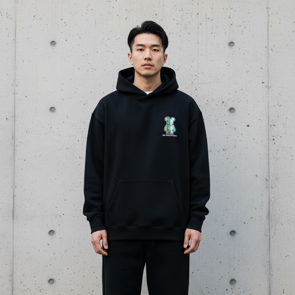 Bear Graphic Design Hoodie - Front