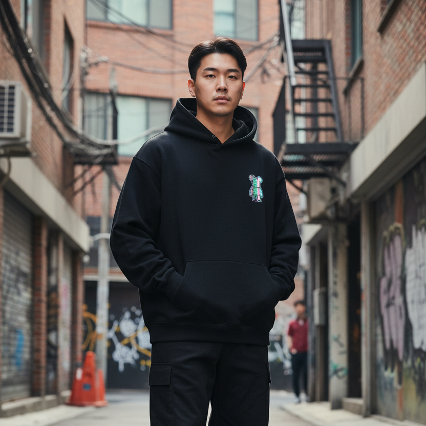 Bear Graphic Hoodie Lifestyle - Front View