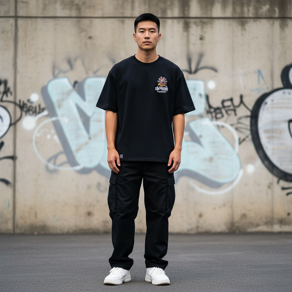 Black Flower Bear T-shirt - Front View