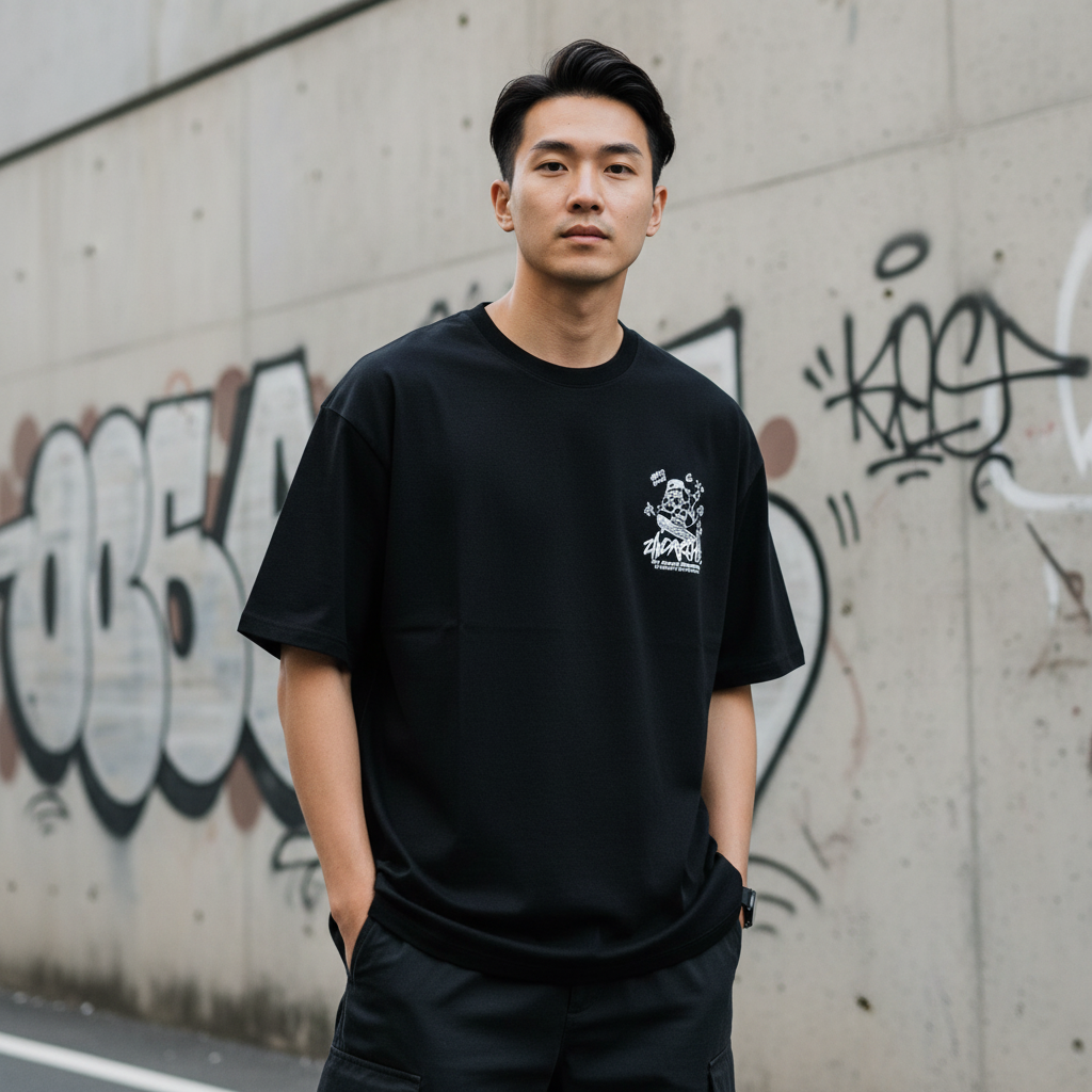 Black Skater Dog T-shirt - Front View