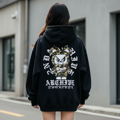 Circle Logo Angry Bear Hoodie - Back