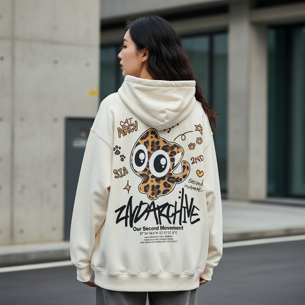 Cute Leopard Cat Hoodie - Back