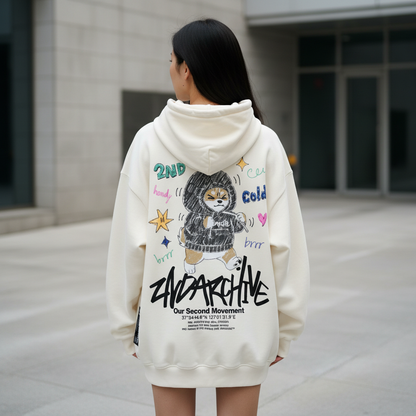 Drawstring Corgi Hoodie - Back