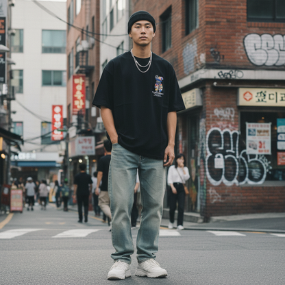 Graffiti Flower Teddy Bear T-shirt Lifestyle - Front