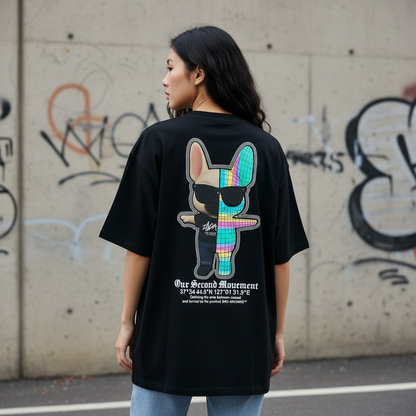 Half dog prism t-shirt back graphic print - Korean street fashion oversized design | ハーフドッグプリズムTシャツ バックグラフィックプリント 韓国ストリートファッション オーバーサイズデザイン