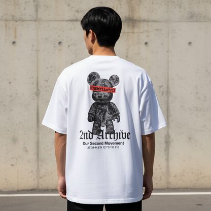 Goofy black bear t-shirt back graphic print - Korean street fashion oversized design | グフィーディブラックベアTシャツ バックグラフィックプリント 韓国ストリートファッション オーバーサイズデザイン