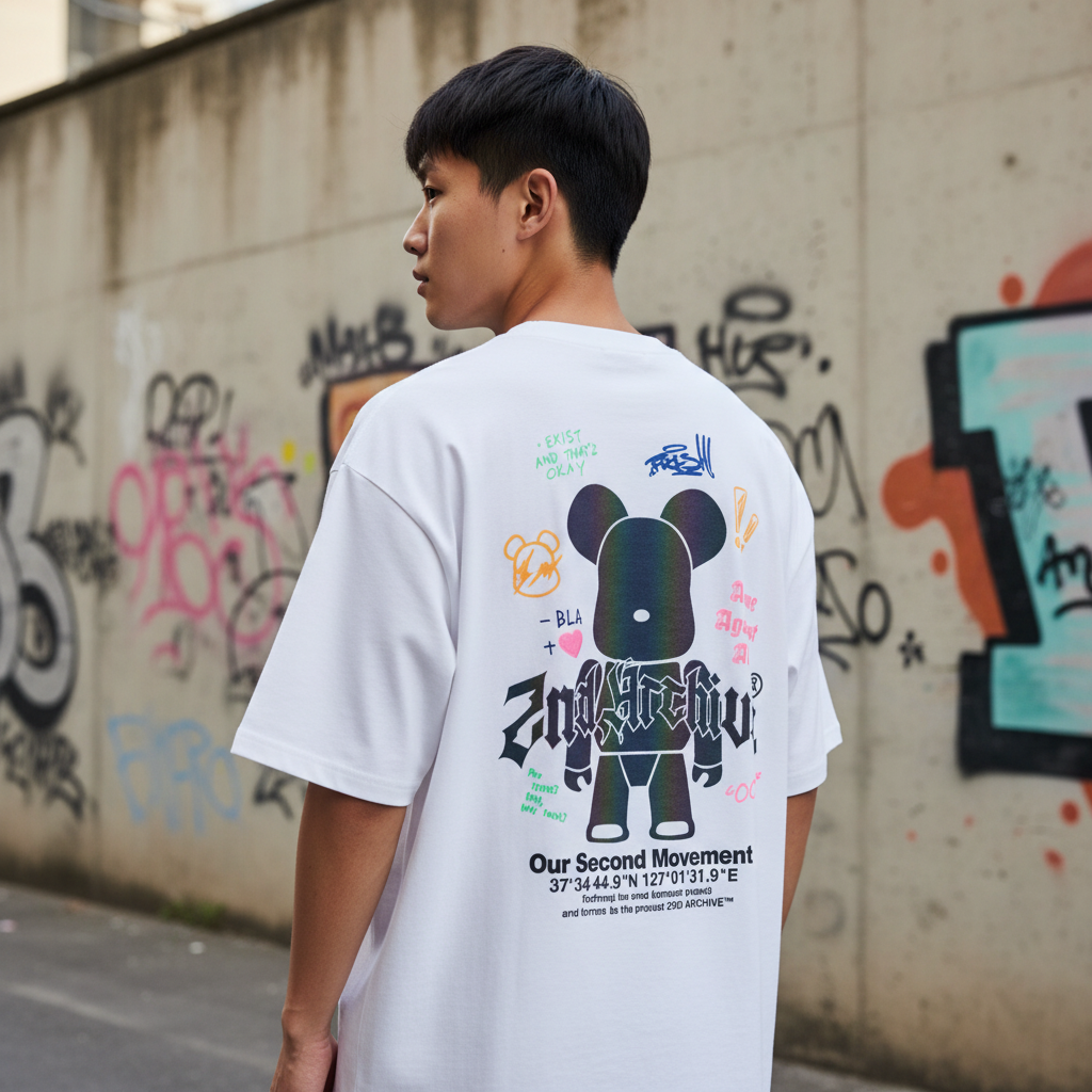 Thunder bricks holographic t-shirt back graphic - Korean street fashion oversized design | サンダーブリックスホログラフィックTシャツ バックグラフィック 韓国ストリートファッション オーバーサイズデザイン