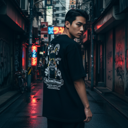 2ND ARCHIVE アートブルドッグ オーバーサイズTシャツ ライフスタイル バック / 2ND ARCHIVE Art Bulldog Oversized Tee - Back Lifestyle