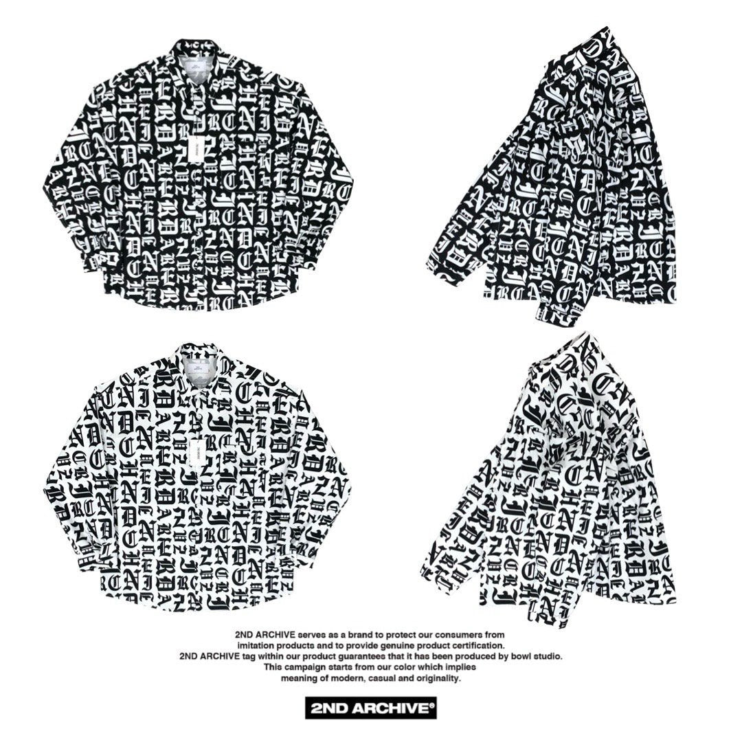 韓国ストリートで映える大胆ゴシックデザインシャツ