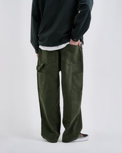 Regular fit carpenter pants, Korean street fashion.