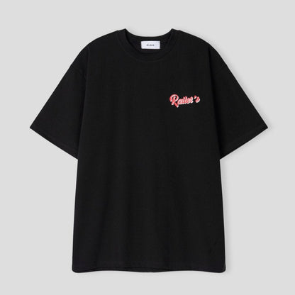 Front logo on black made in Korea t shirt for men. 