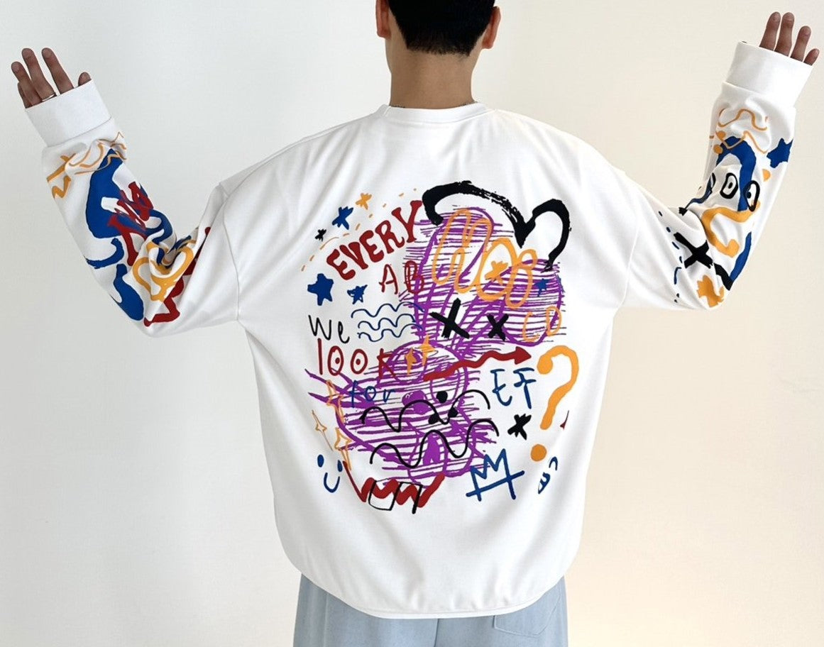 Korean fashion graffiti sweater