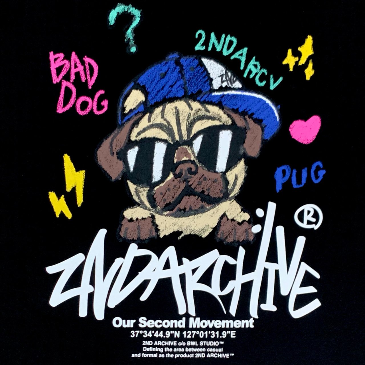 [2nd Archive]新しいパグクレヨンTシャツ(SAB145)