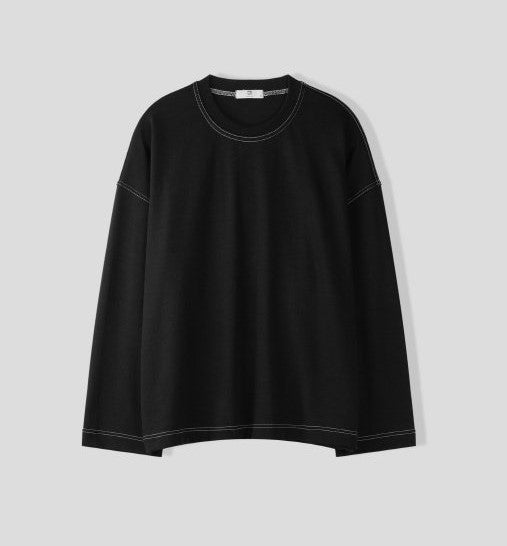 Black oversized unisex long sleeve shirt made in Korean. 